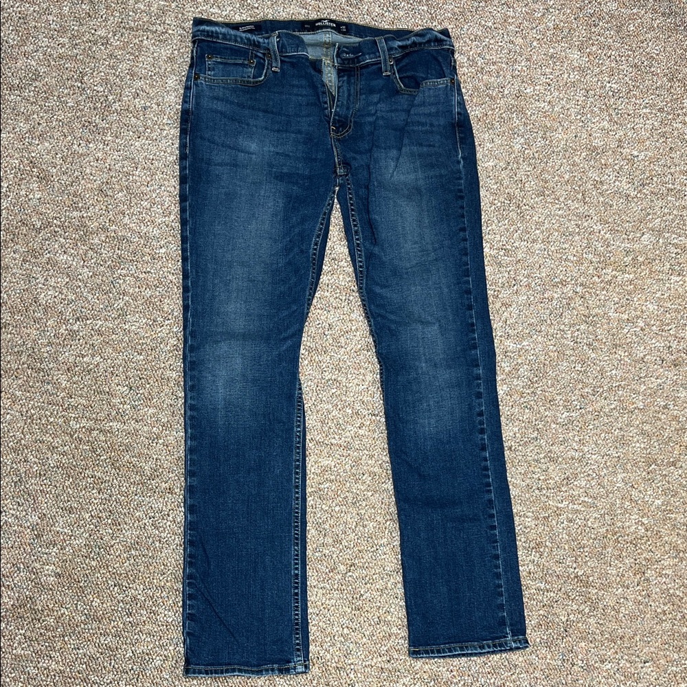 Hollister Men's Straight Jeans in Deep Blue